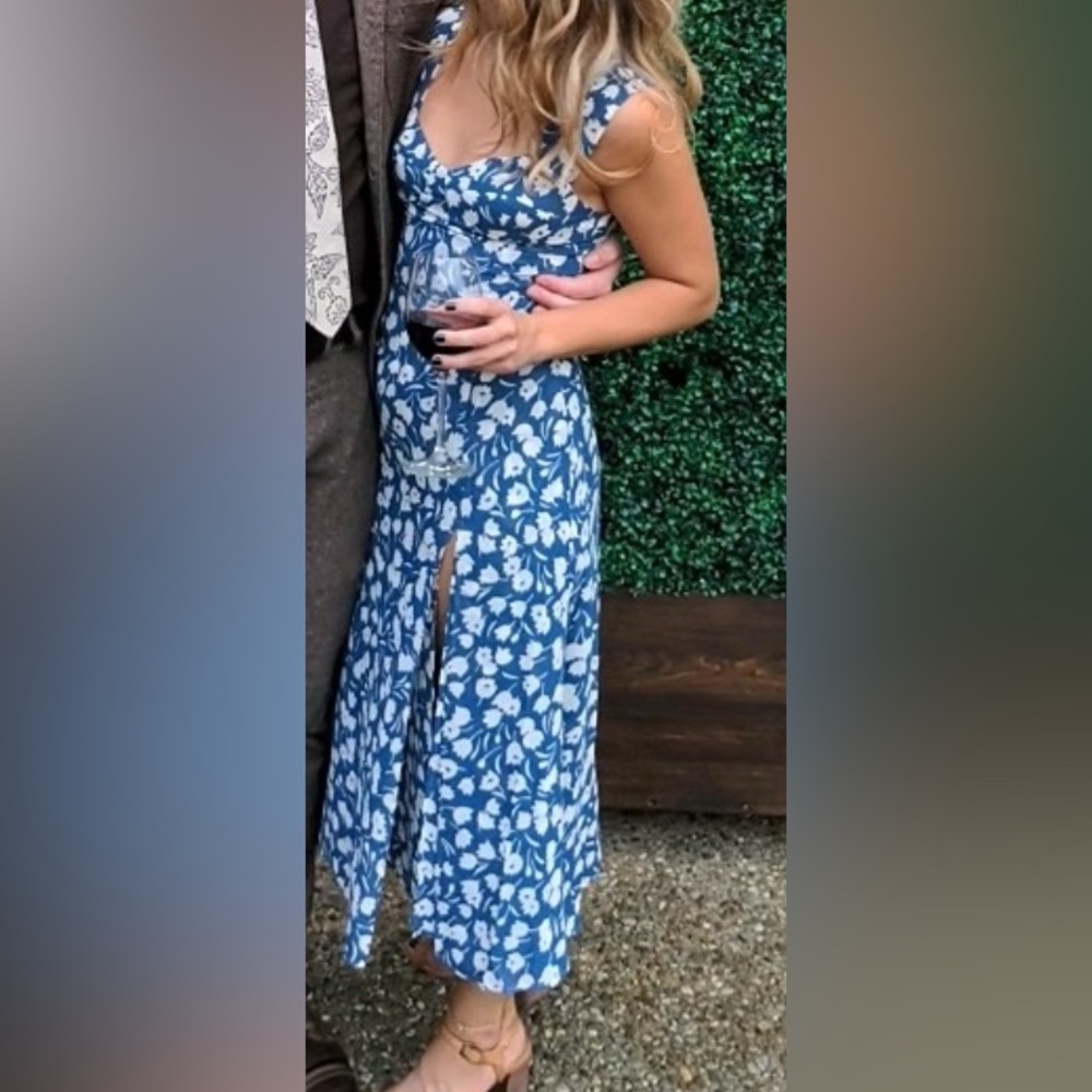 Reformation Blue Floral Midi Dress